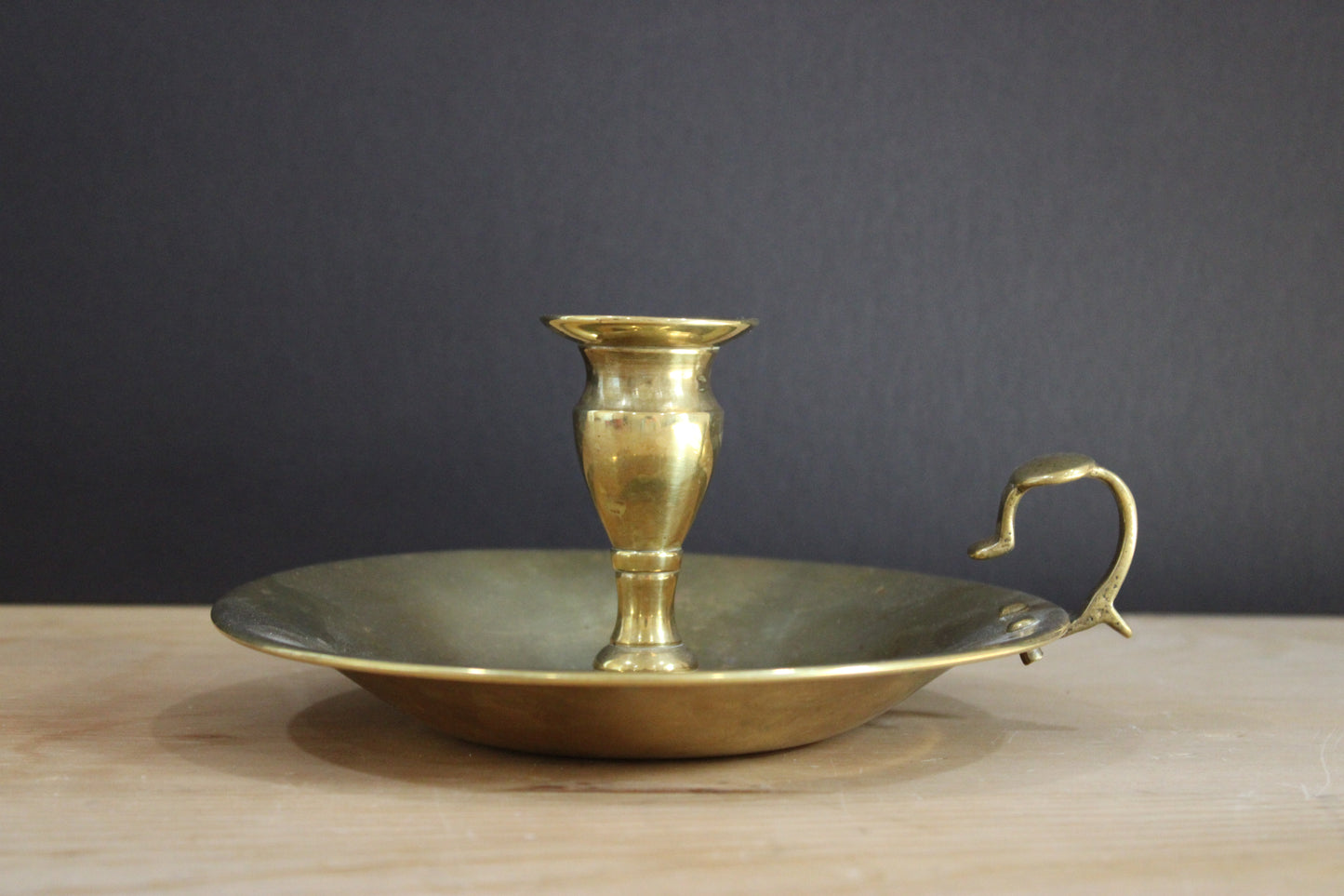 Scalloped Brass Chamberstick Pair