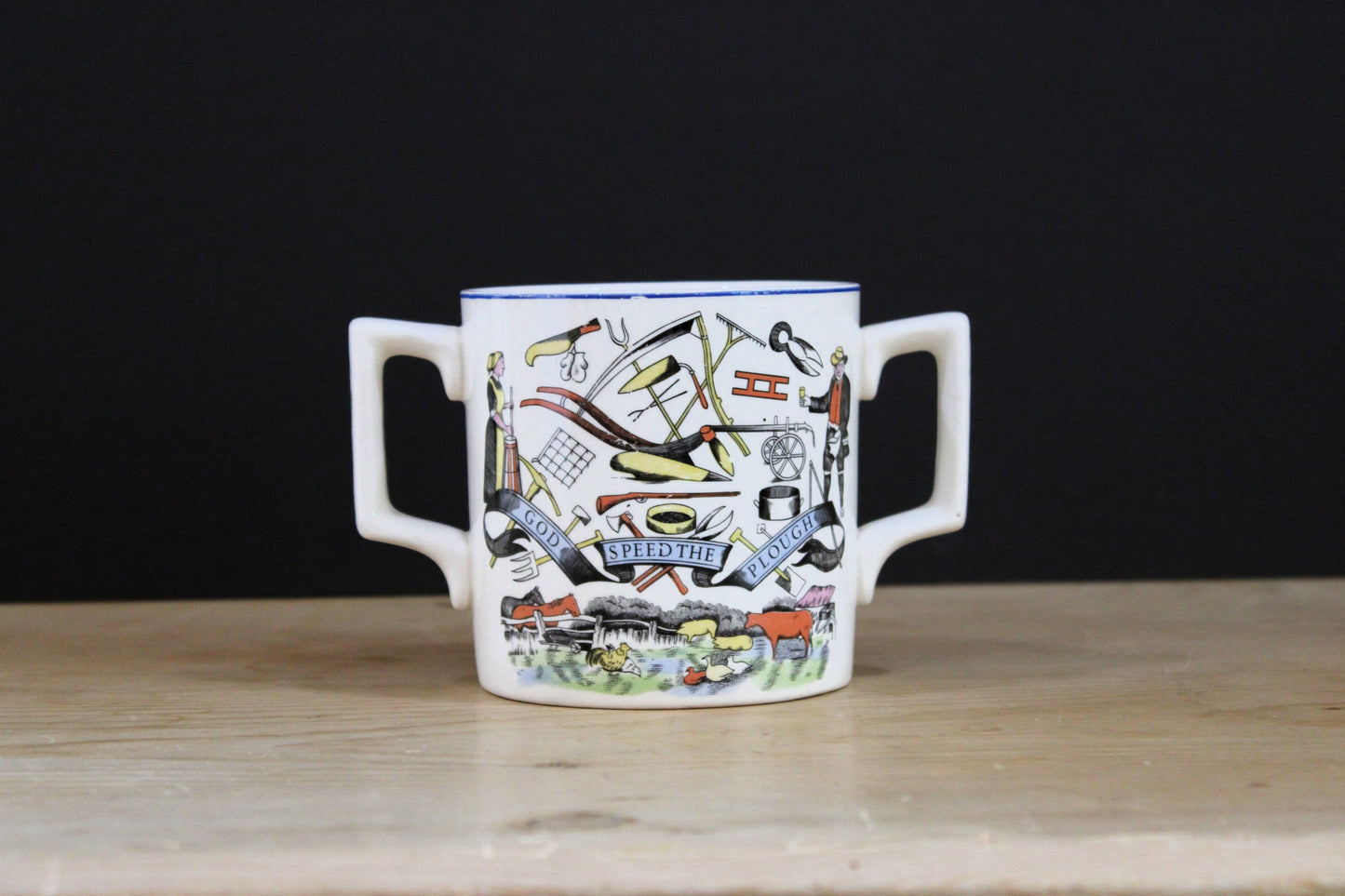 Vintage Bristol Pottery "God Speed the Plough" Mug