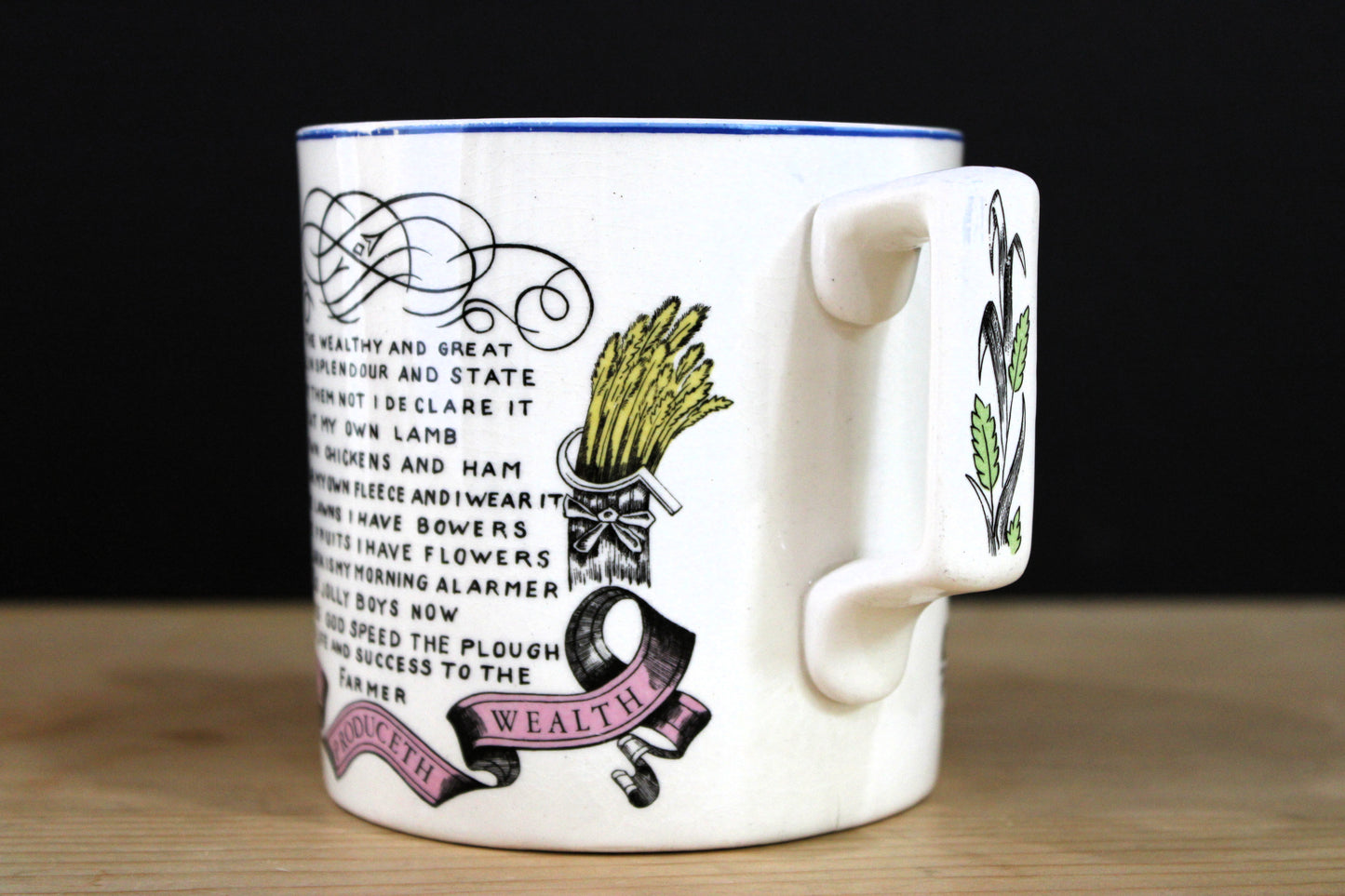 Vintage Bristol Pottery "God Speed the Plough" Mug