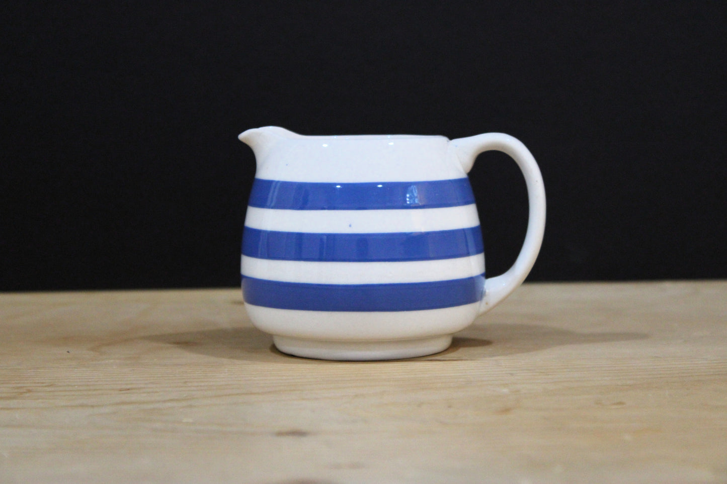 Vintage Blue & White Striped Ceramic Creamer / Milk Jug - English Kitchenware Description: