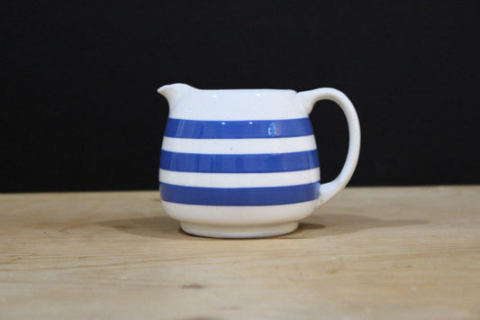 Vintage Blue & White Striped Ceramic Creamer / Milk Jug - English Kitchenware Description: