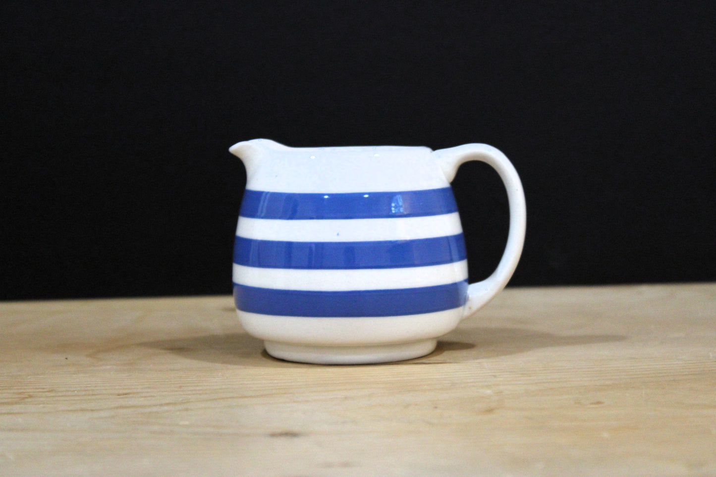 Vintage Blue & White Striped Ceramic Creamer / Milk Jug - English Kitchenware Description: