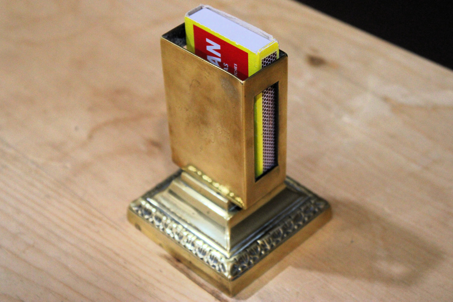 Victorian Brass Match Striker Holder