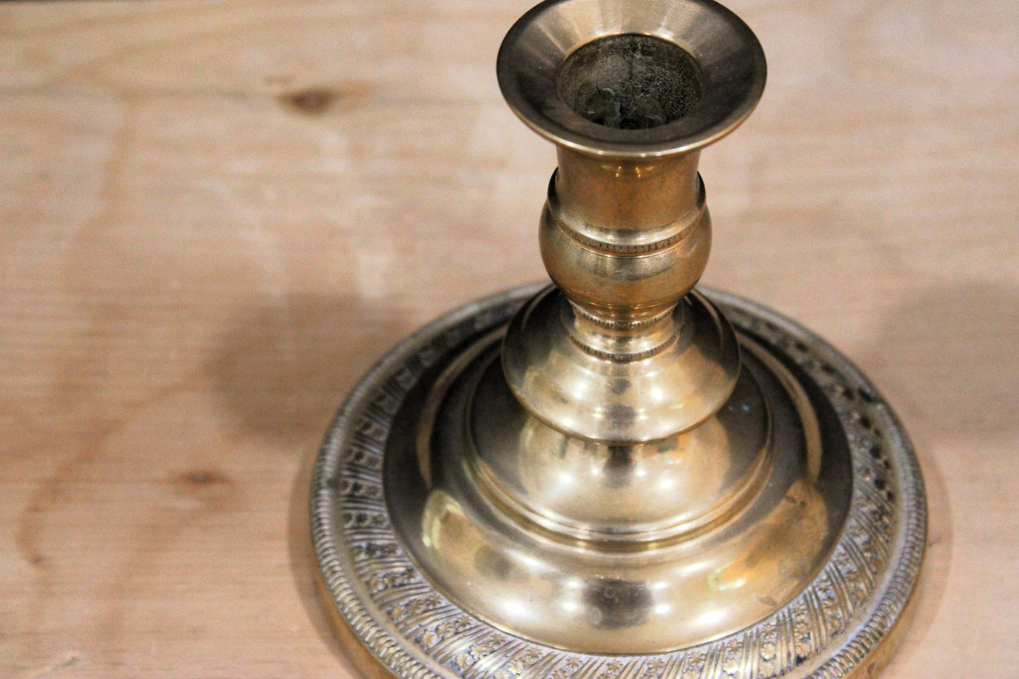 Vintage Brass Candlestick Holder - Ornate Spun Brass Taper Candle Stick