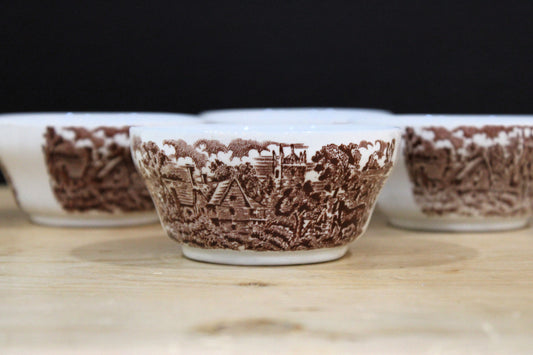 Vintage Broadhurst Swan Inn Brown Transferware Ironstone Bowls - Set of 4