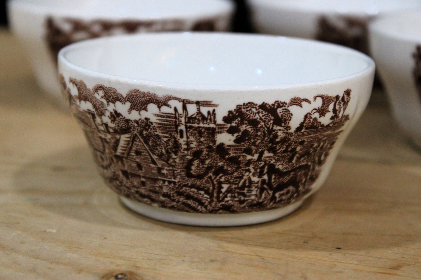 Vintage Broadhurst Swan Inn Brown Transferware Ironstone Bowls - Set of 4