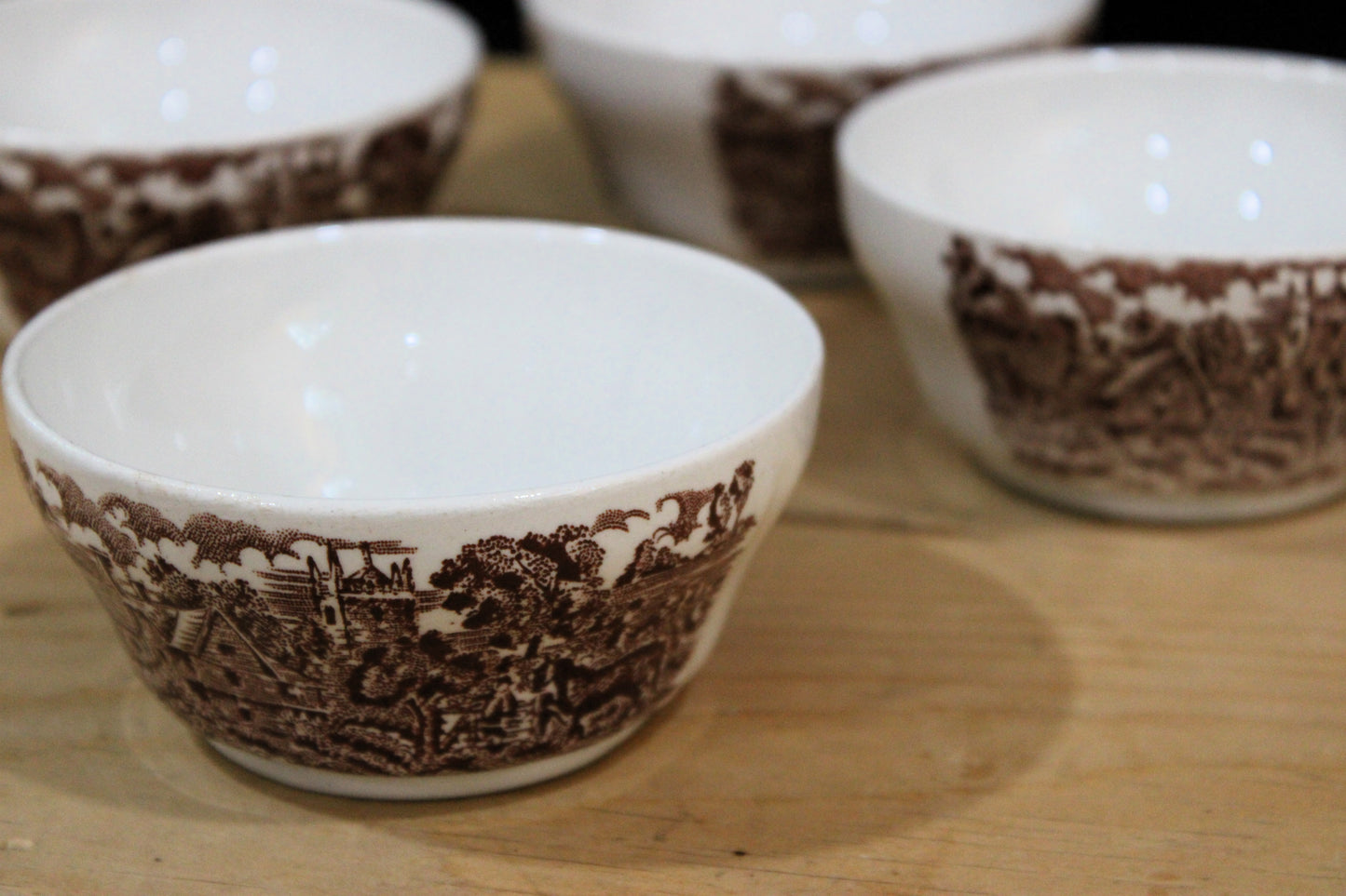 Vintage Broadhurst Swan Inn Brown Transferware Ironstone Bowls - Set of 4