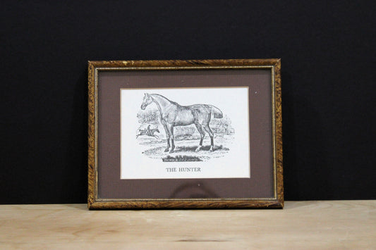 Pair of Antique Thomas Bewick Wood Engravings - The Hunter & Old English Road-Horse, Framed
