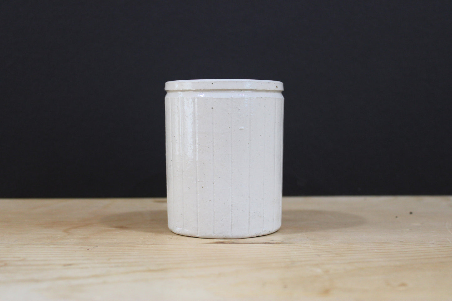Antique English Ribbed Stoneware Marmalade Jar