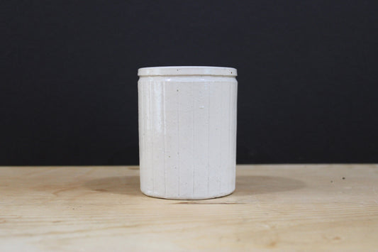 Antique English Ribbed Stoneware Marmalade Jar