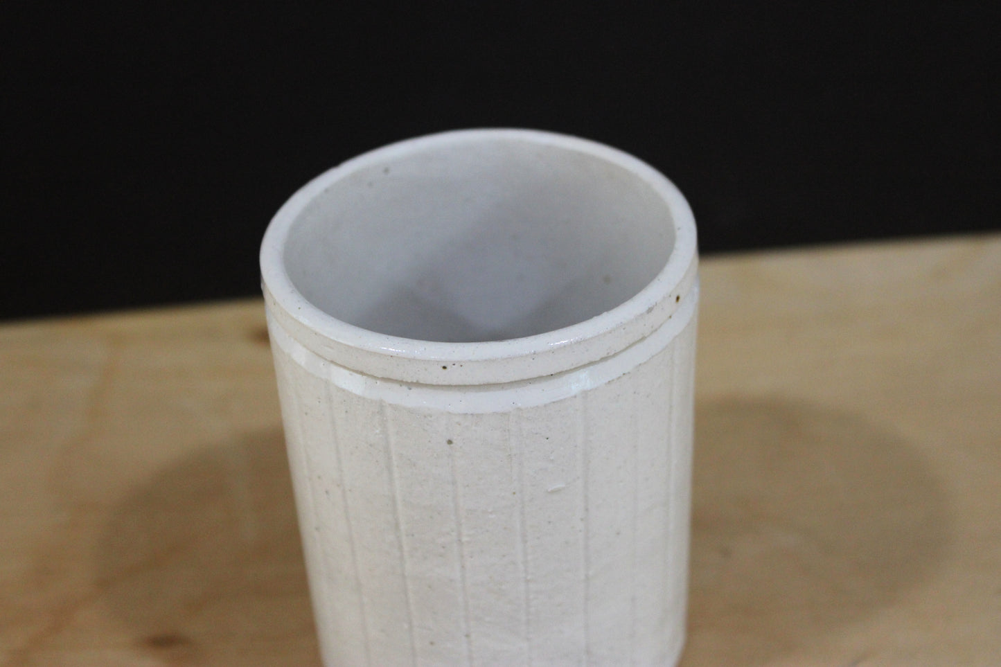 Antique English Ribbed Stoneware Marmalade Jar