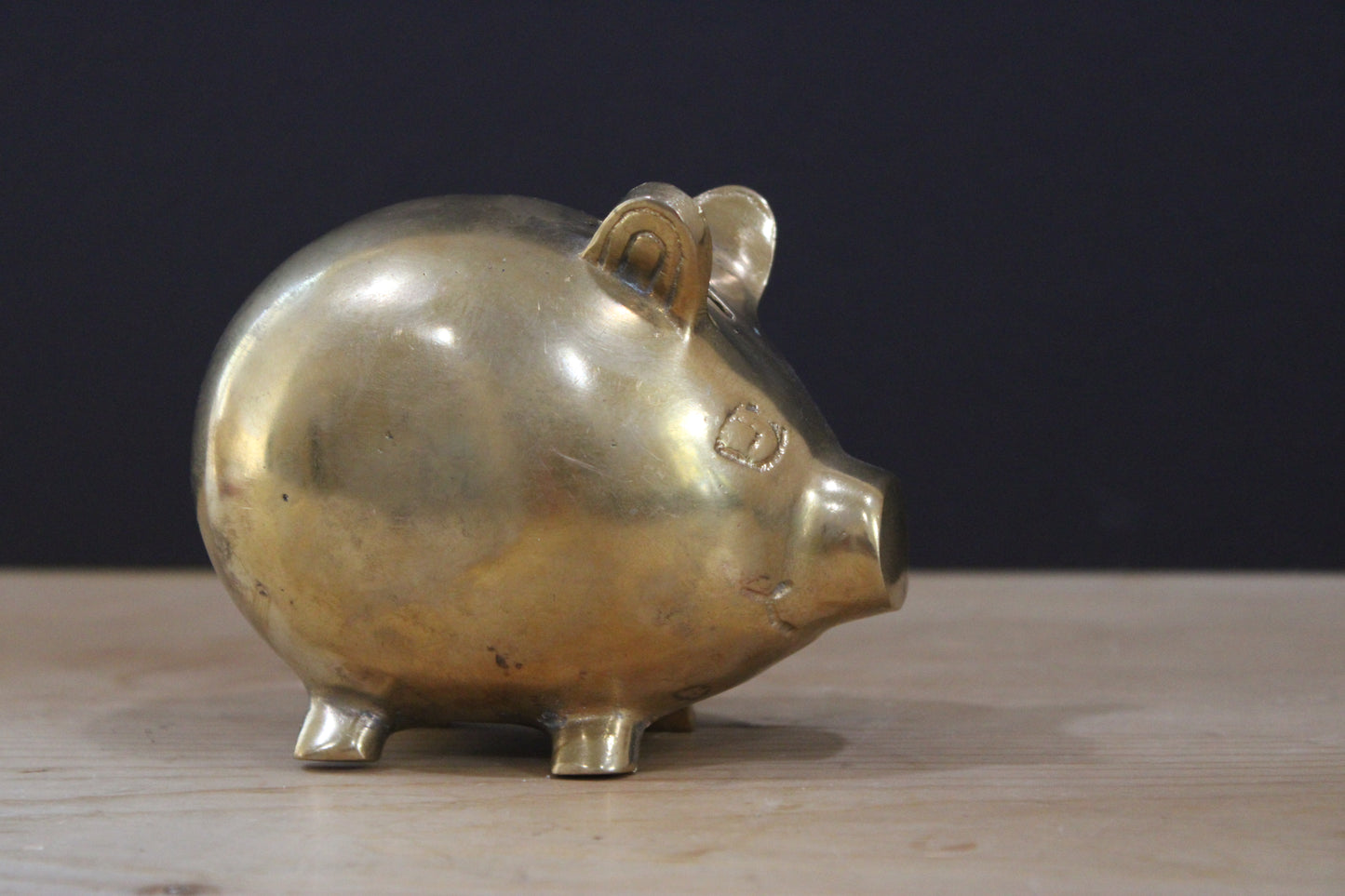 Vintage Solid Brass Piggy Bank