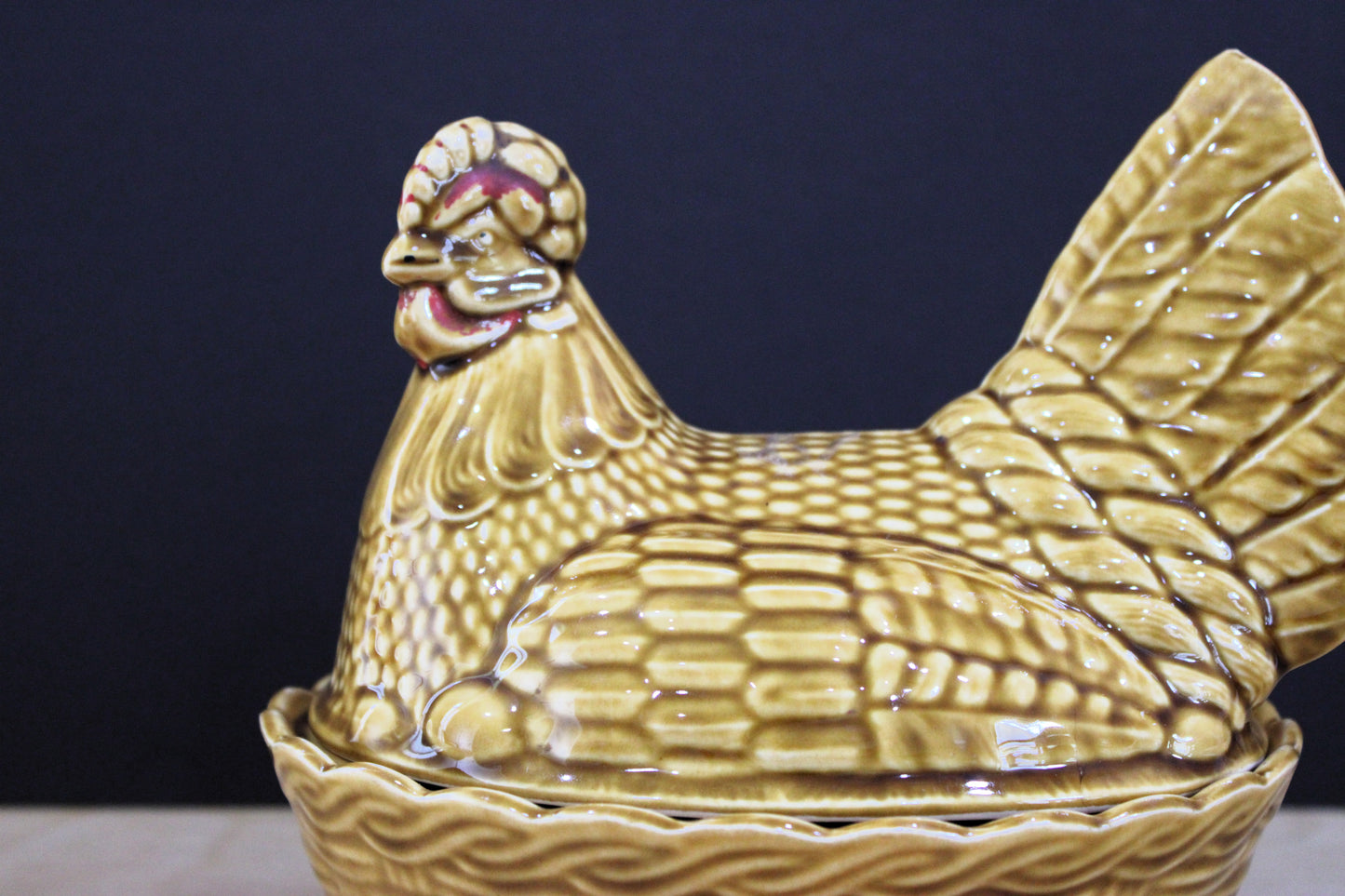 Vintage English Yellow Hen on Nest Ceramic Egg Holder