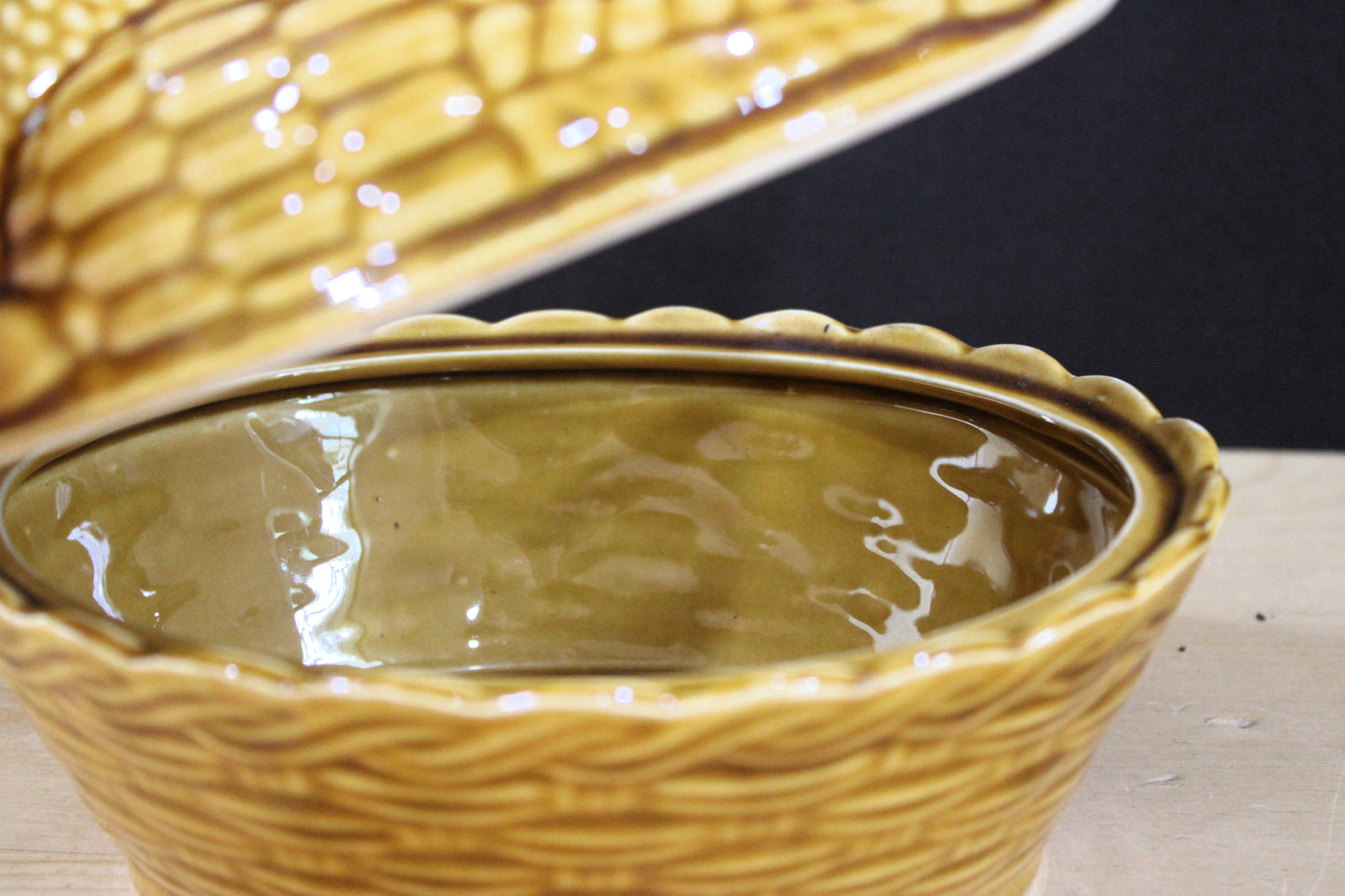 Vintage English Yellow Hen on Nest Ceramic Egg Holder