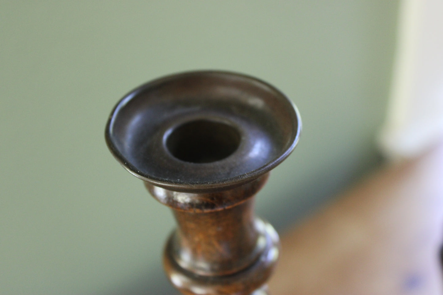 Pair of Tall Antique English Turned Wood Barley Twist Candlesticks